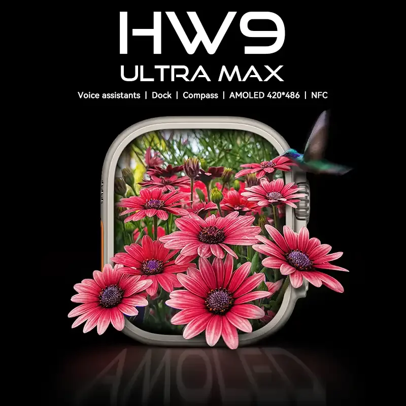 ساعت هوشمند اولترا قطب نمای فعال مدل HW9 ultra max صفحه amoled