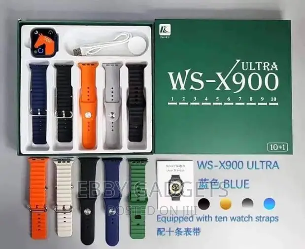 ساعت هوشمند ws x900 ultra به همراه ده بند سیلیکونی