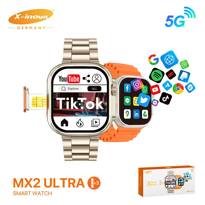 ساعت هوشمند سیم کارت خور 5G برند x-inova مدل MX2 ULTRA
