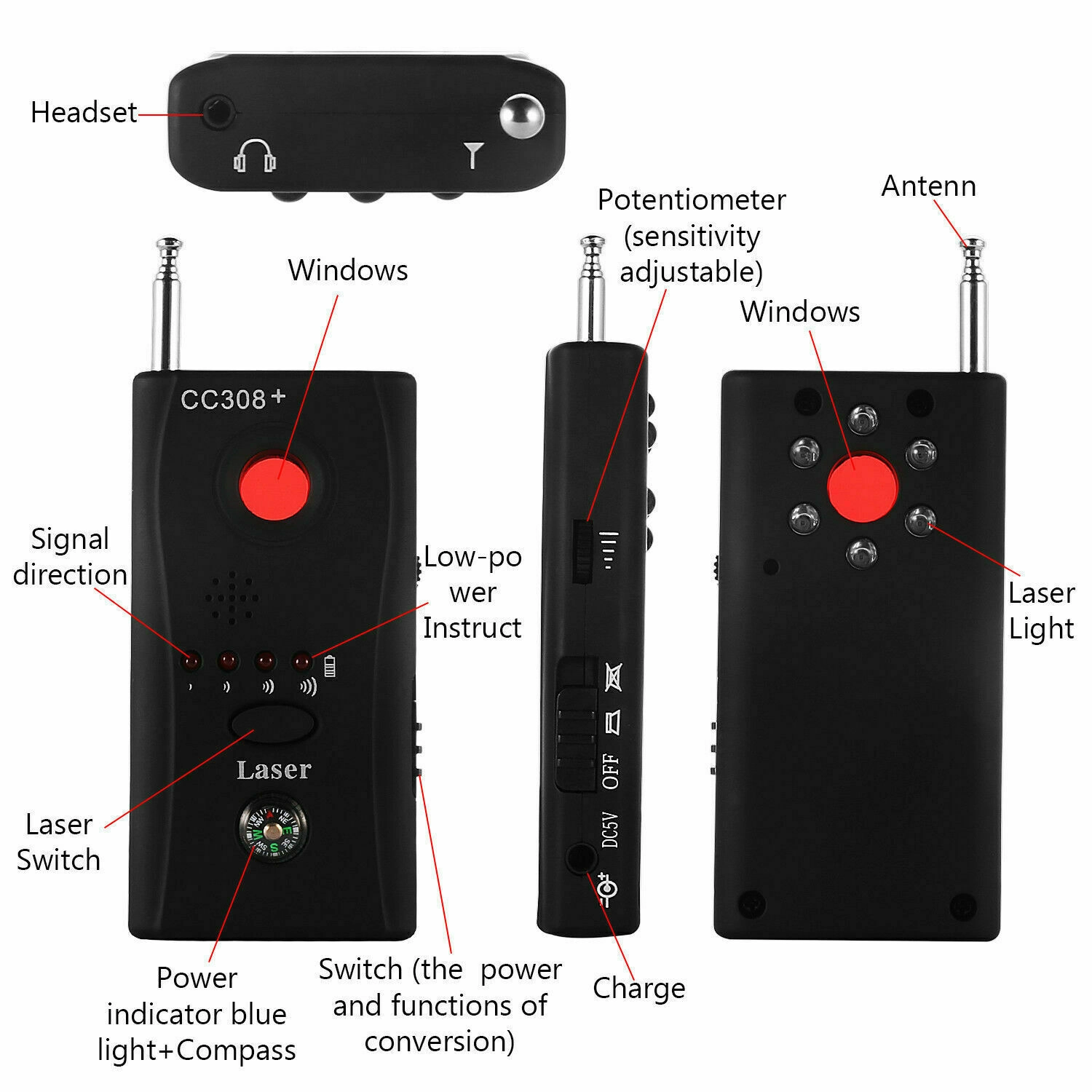 شنود یاب و دوربین یاب مدل CC308+